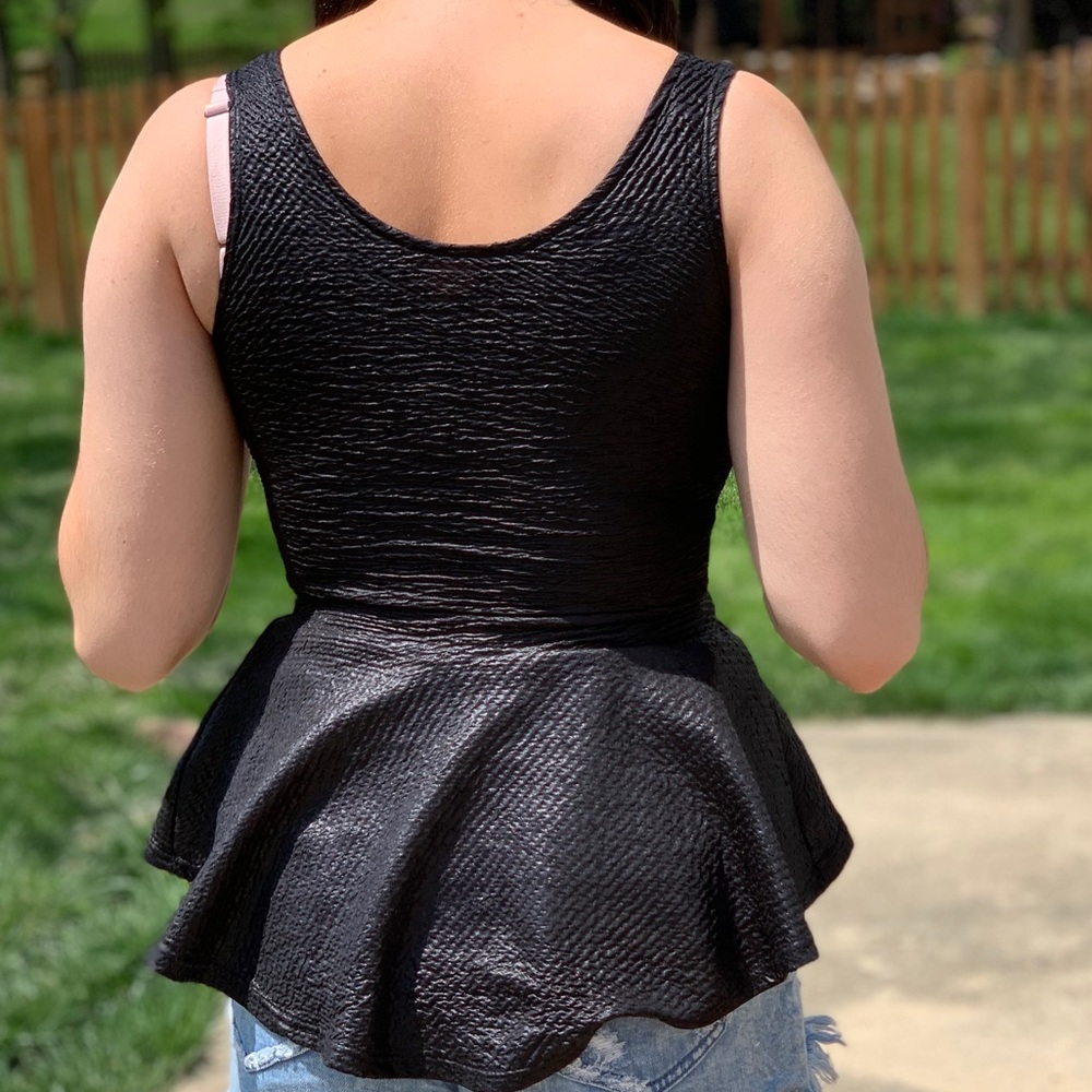 Chocolate Black Dressy Tank Top Fitted Waist - Picture 2 of 4
